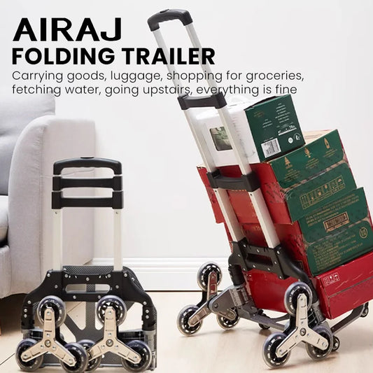 AIRAJ Aluminum Portable Folding Handcart With Ultra Quiet and Wear-Resistant Wheels