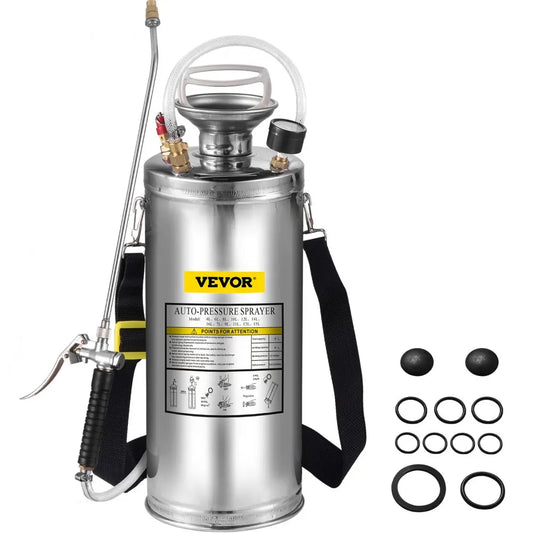 VEVOR 2Gal Stainless Steel Sprayer Hand Pump Sprayer with Pressure Gauge&Safety Valve