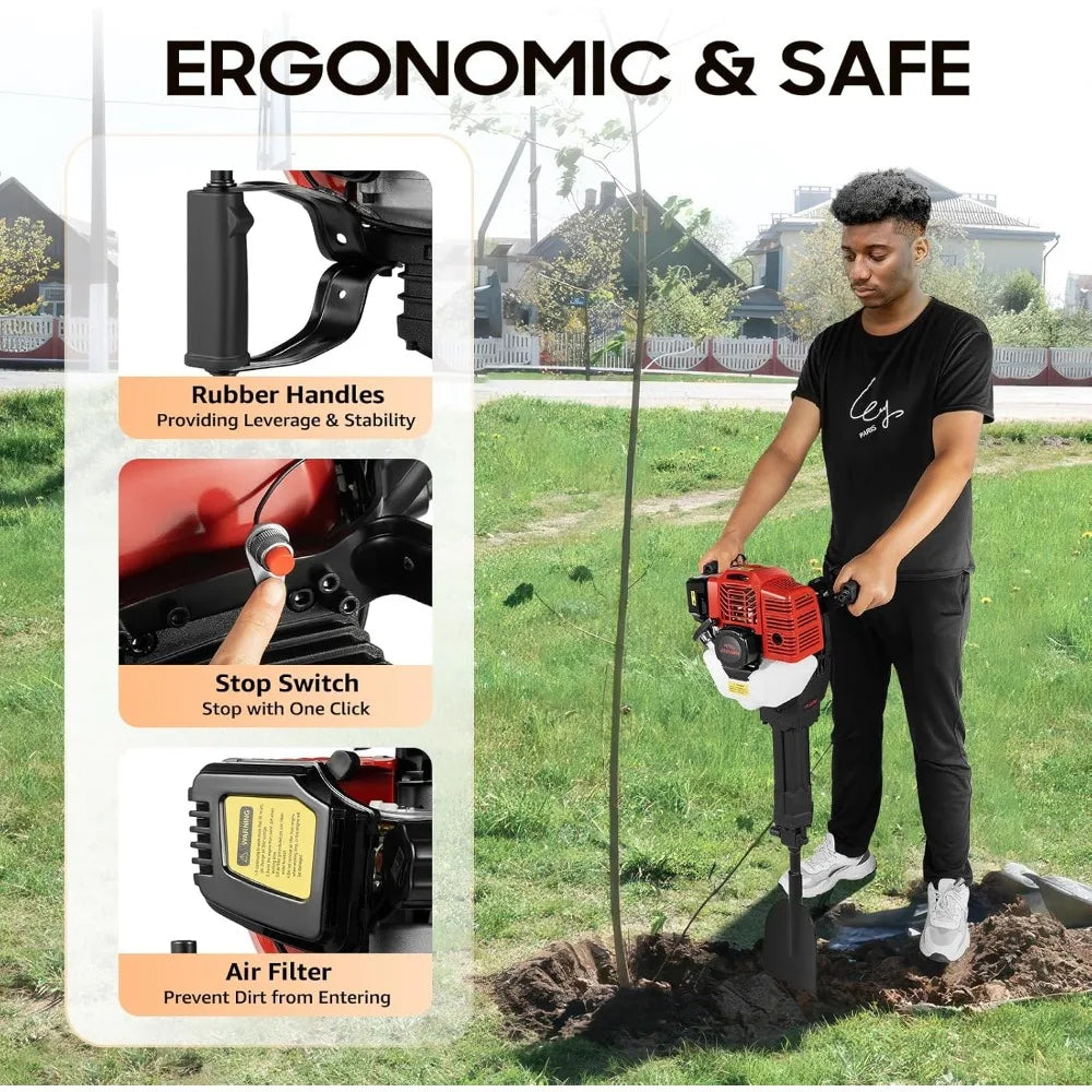 Trench Digger, 52CC 2 Stroke Gas Powered Garden Tree Digger.
