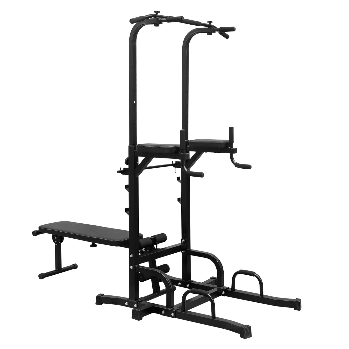 Power Tower With Bench Pull Up Bar Dip Station Adjustable Height Heavy Duty Multi Function Fitness Rack For Home Gym