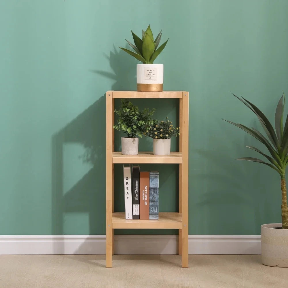 3-Tier Birch Bathroom Shelf, Narrow Shelving Unit, Multifunctional Storage Rack, Corner Rack, for Kitchen, Living Room.