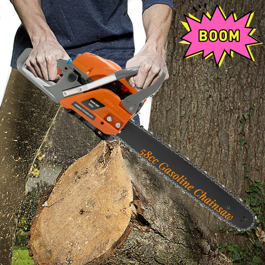58CC Power Chain Saws Gas Powered 2 Stroke Handed Petrol Gasoline Chain Saw