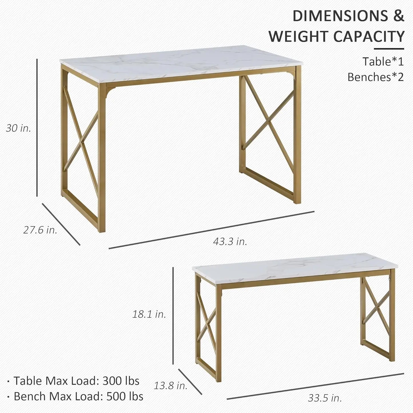 Kitchen Table with 2 Benches for 4