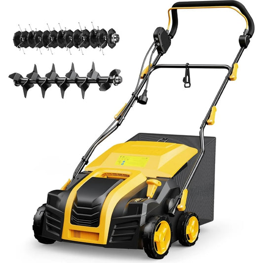 16-Inch 15-Amp Electric Dethatcher and Scarifier 5-Position Depth Adjustment