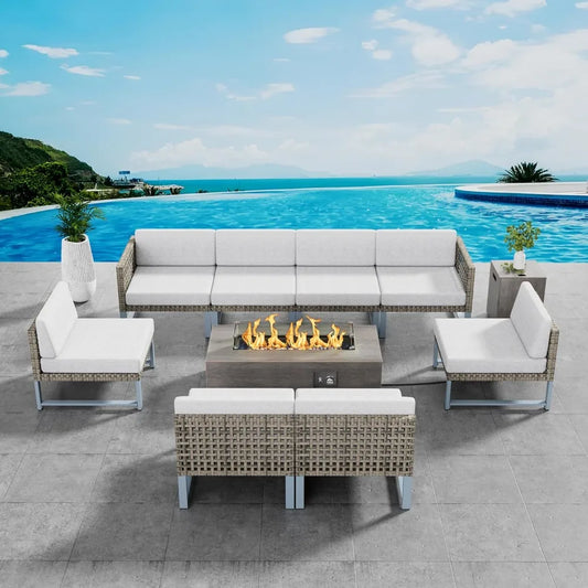 Patio Furniture Set Outdoor Furnitures Sectional Couch Fire Pit Table and Chairs Set