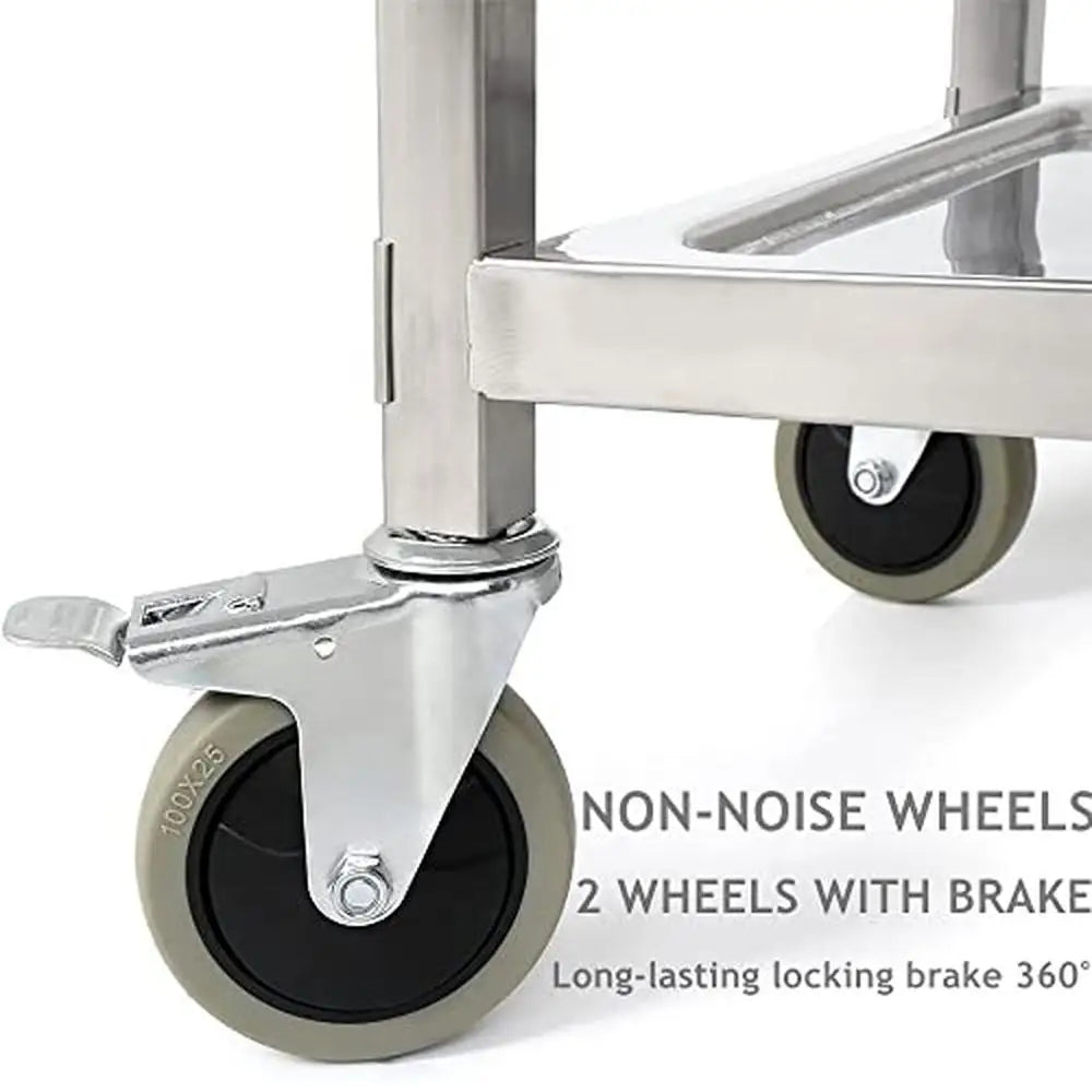 Stainless Steel Kitchen Trolley Cart Folding Utility Cart 330lbs Capacity
