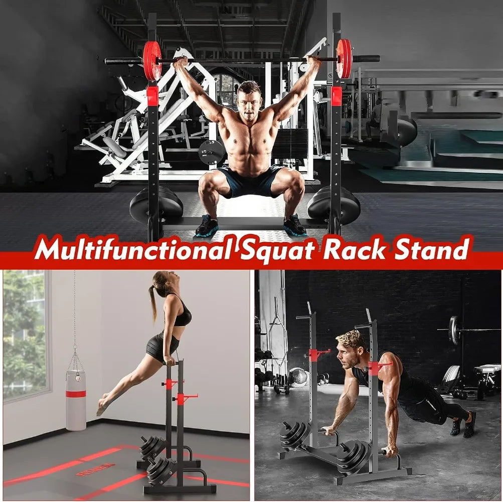 Bench Press 550 LBS Max Load Adjustable Squat Rack Stand