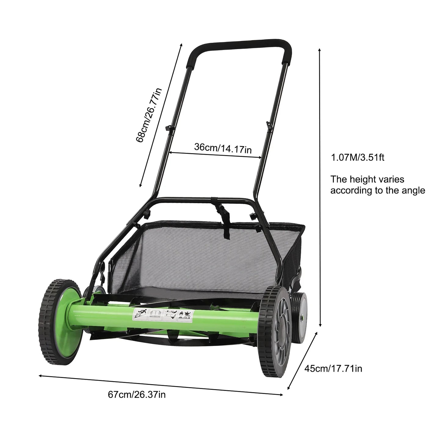 Reel Mower Walk-behind Lawn Mower with Grass Catcher for Lawn Mowing in Villas and Parks