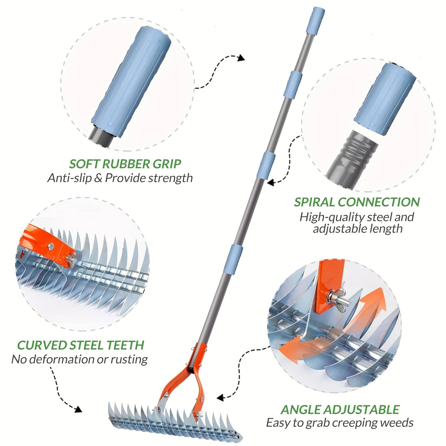 Lawn Thatching Rake Dethatcher Rake Robust Dethatcher Rake for Cleaning Dead Grass, Yard Garden Durable Soil Rake