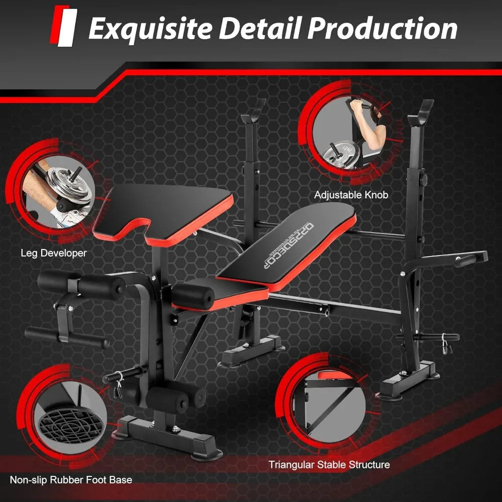6 in 1 660lbs Weight Bench Set with Adjustable Incline