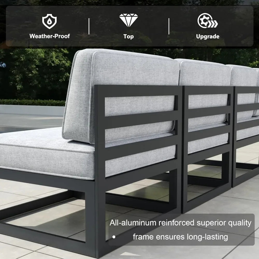 Metal Outdoor Conversation Sofa Set with Seating Cushions, Garden Sofas, 9 Pieces Aluminum Patio Furniture Set