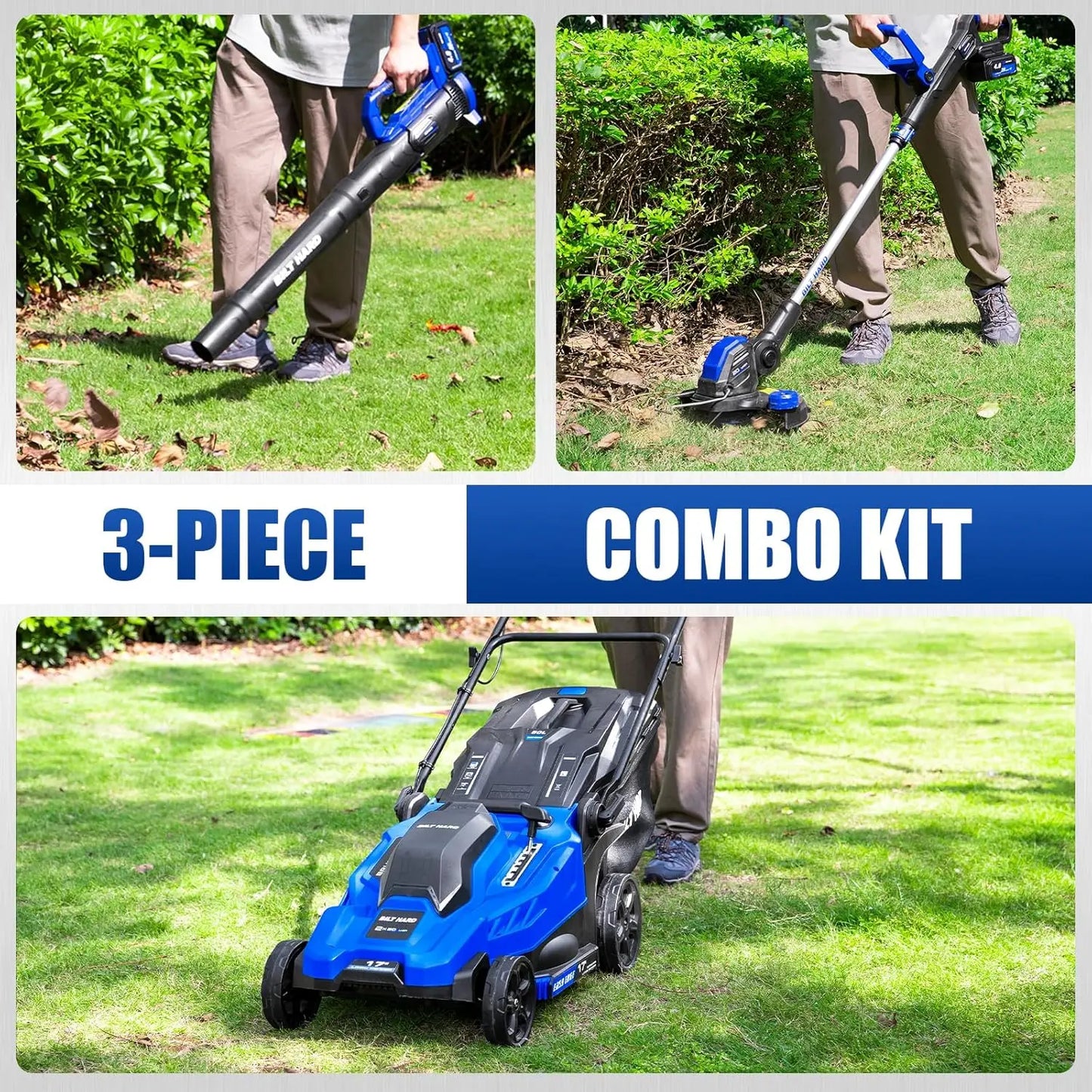 40V 17" Brushless Cordless Lawn Mower, Battery Electric Lawn Mower Set