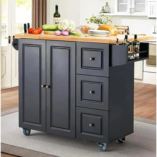 Rolling Kitchen Island with Storage  Portable Kitchen Island with Drop Leaf