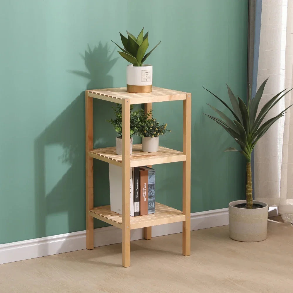 3-Tier Birch Bathroom Shelf, Narrow Shelving Unit, Multifunctional Storage Rack, Corner Rack, for Kitchen, Living Room.