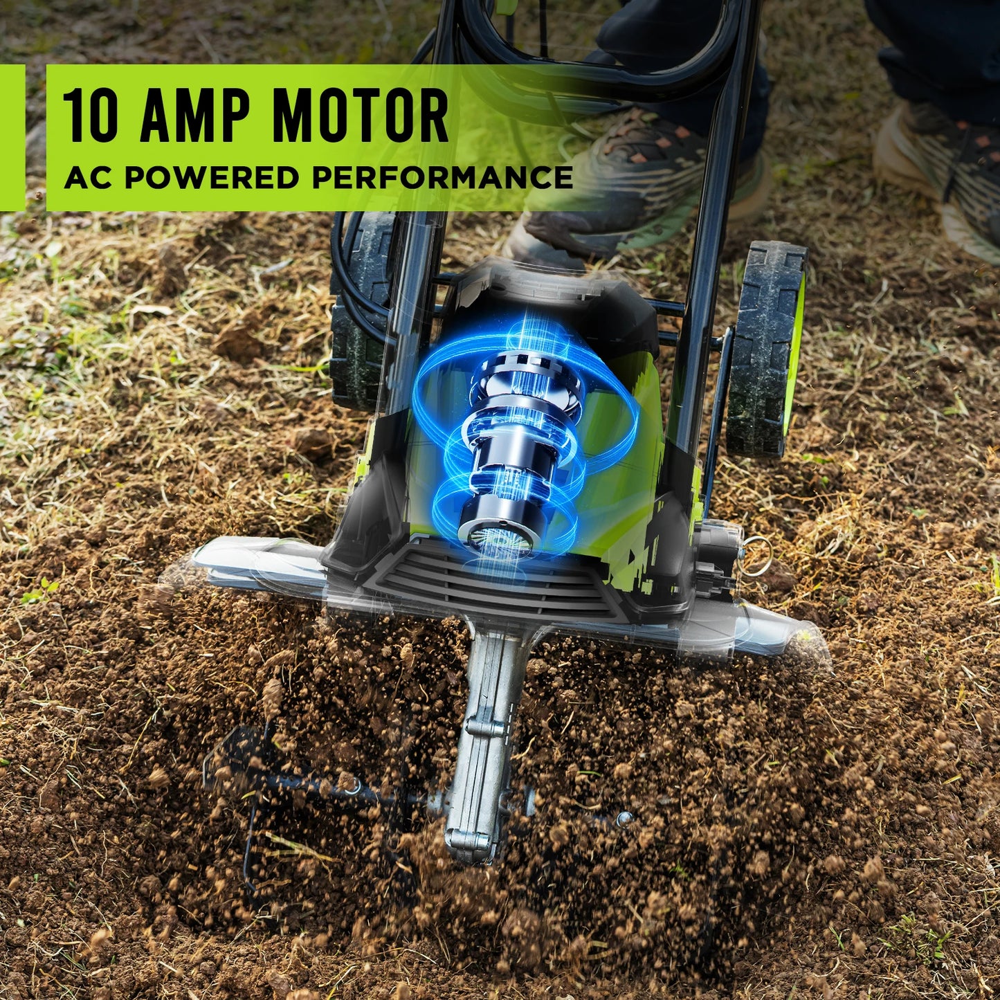 Deli 10A 120V 14-Inch Electric Garden Tiller and Cultivator