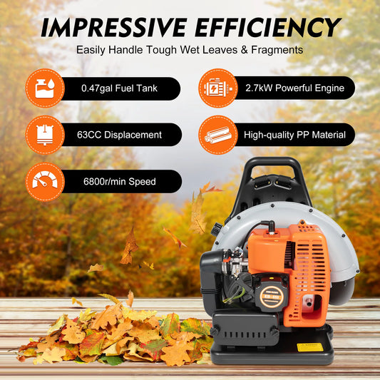 65CC 2 Stroke Petrol Backpack Leaf Air-cooled Blower