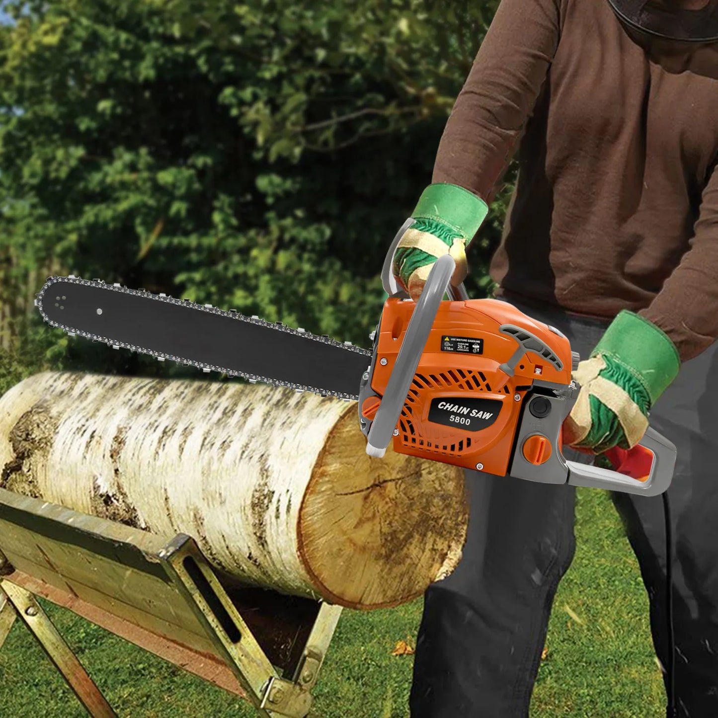 58CC Power Chain Saws Gas Powered 2 Stroke Handed Petrol Gasoline Chain Saw