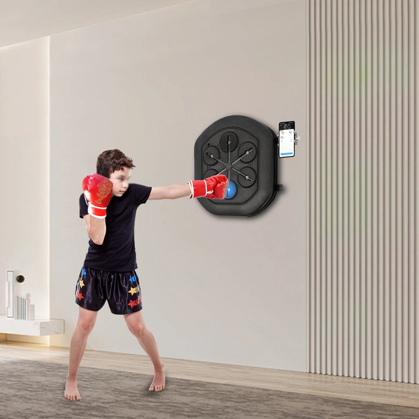 Music Boxing Machine Wall Mounted LED Light Boxing Equipment Bluetooth Smart Boxing Training for Home Gym