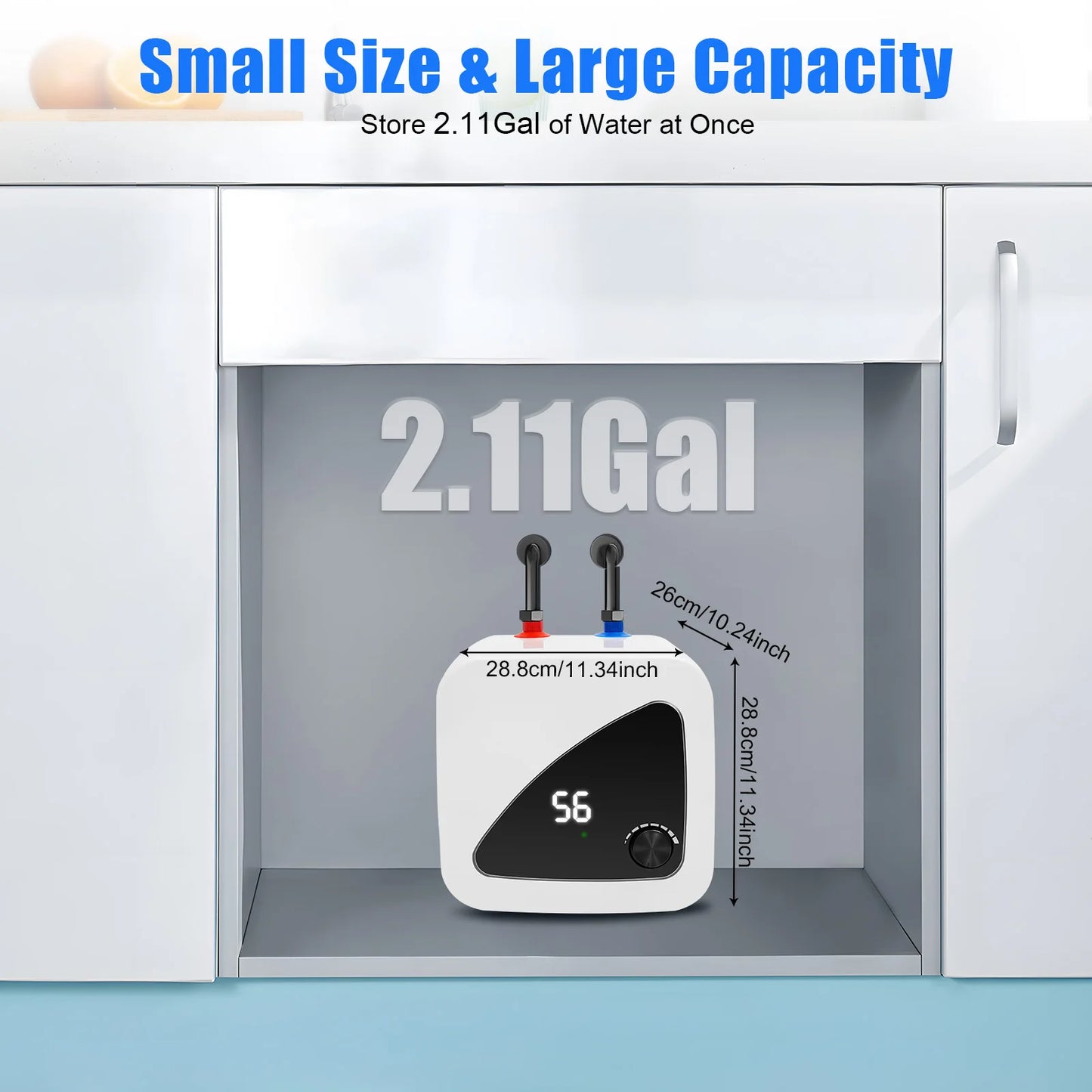 Tankless Hot Water Heater System 1500W Bathroom Kitchen Instant Electric Water Heater Portable Wall Floor Mount Shower