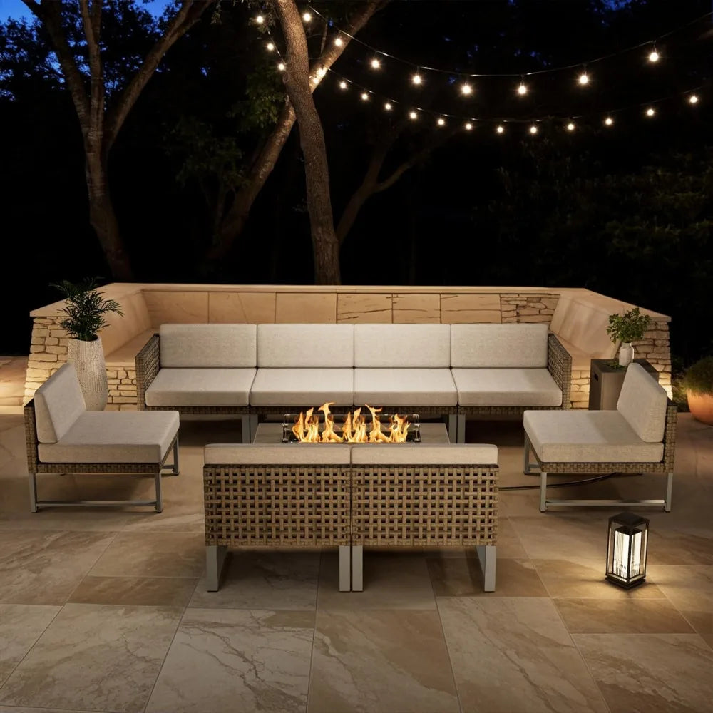 Patio Furniture Set Outdoor Furnitures Sectional Couch Fire Pit Table and Chairs Set