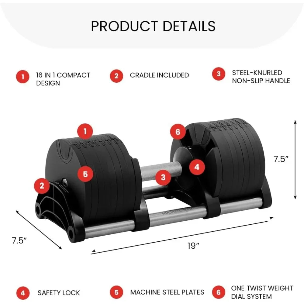 Adjustable Dumbbells Pair 5-80 lbs for Home Gym Use