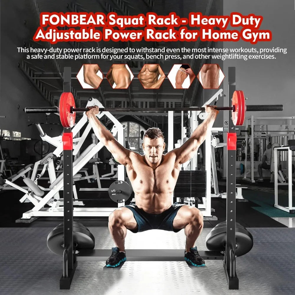 Bench Press 550 LBS Max Load Adjustable Squat Rack Stand