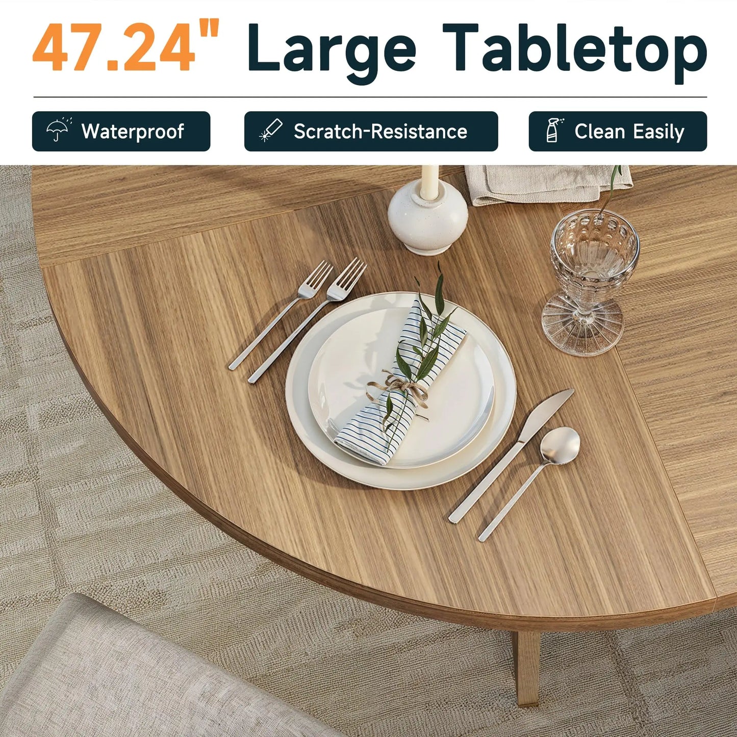 47.24" luxurious Round Dining Table for 4