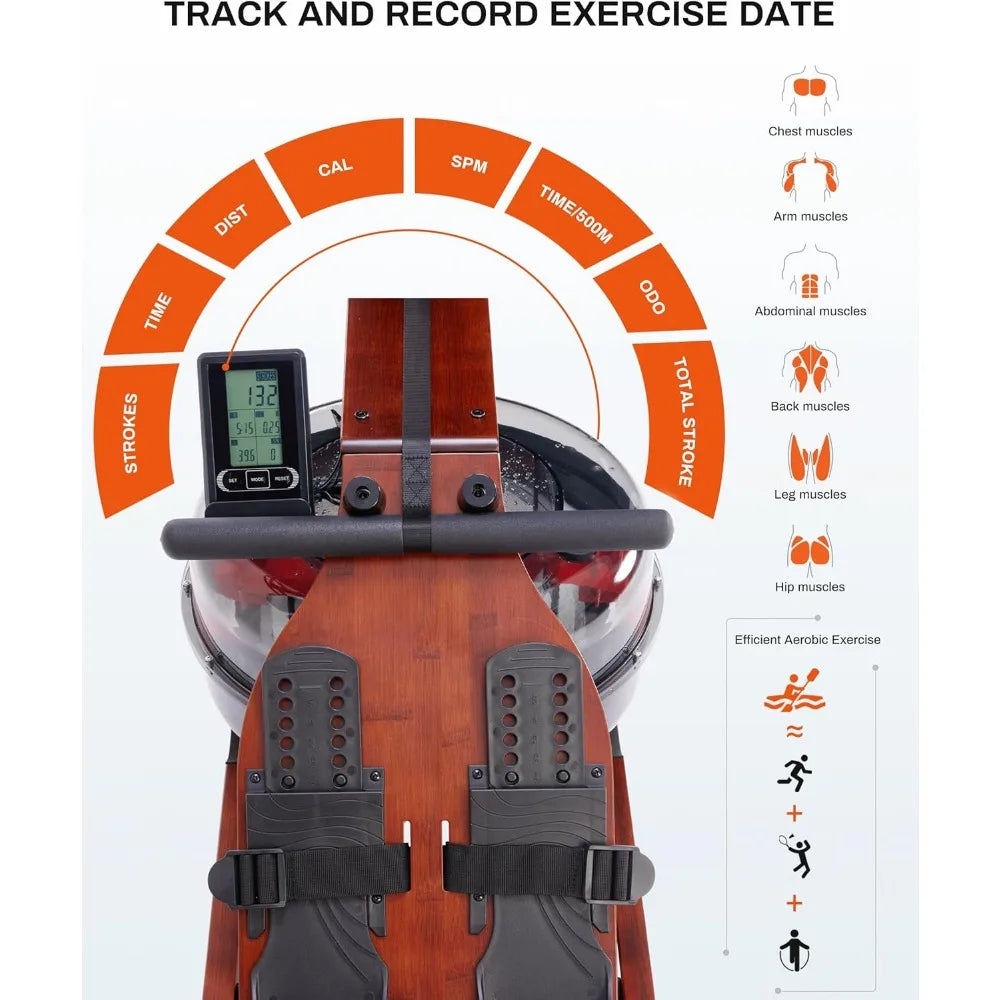 Water Rowing Machines for Home, Foldable Rower 400LBS