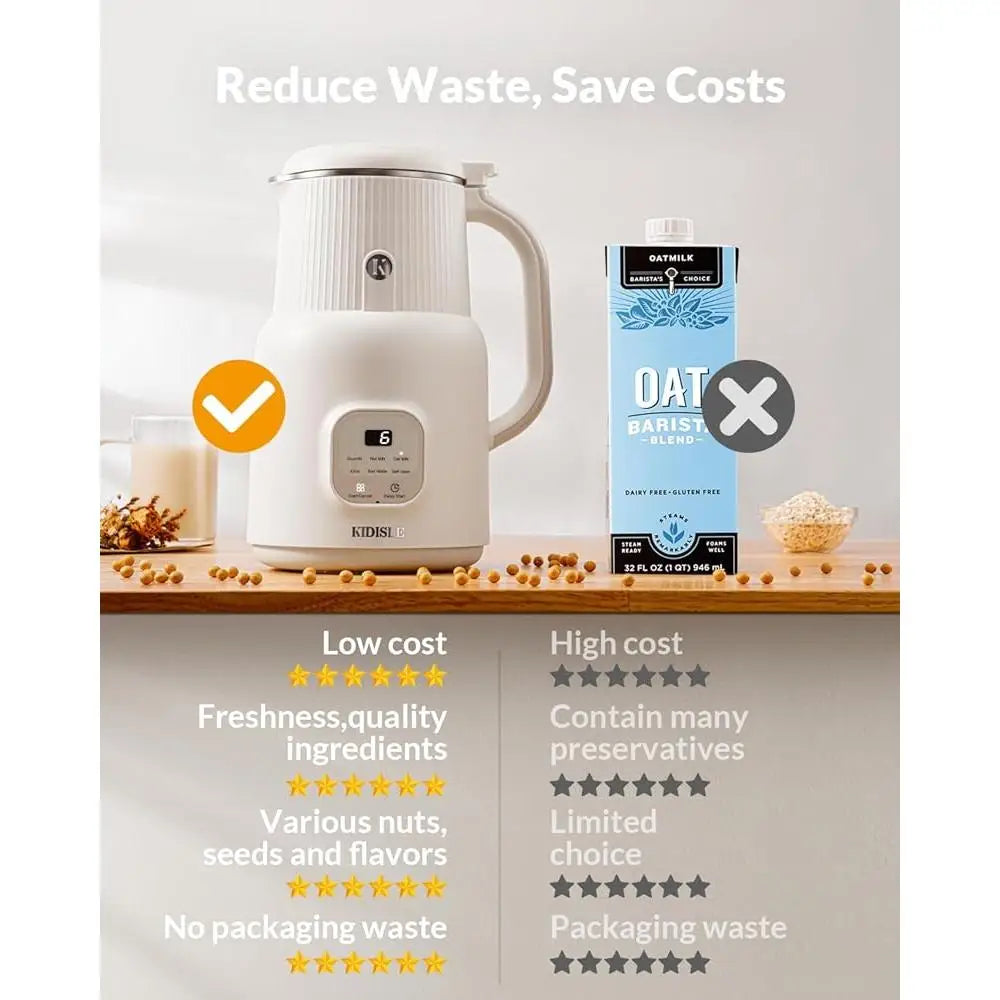 6 in 1 Automatic Nut Milk Maker Blender Soy Oat Almond Coconut Juice Maker Self Cleaning Hot Beverages Kitchen Appliance