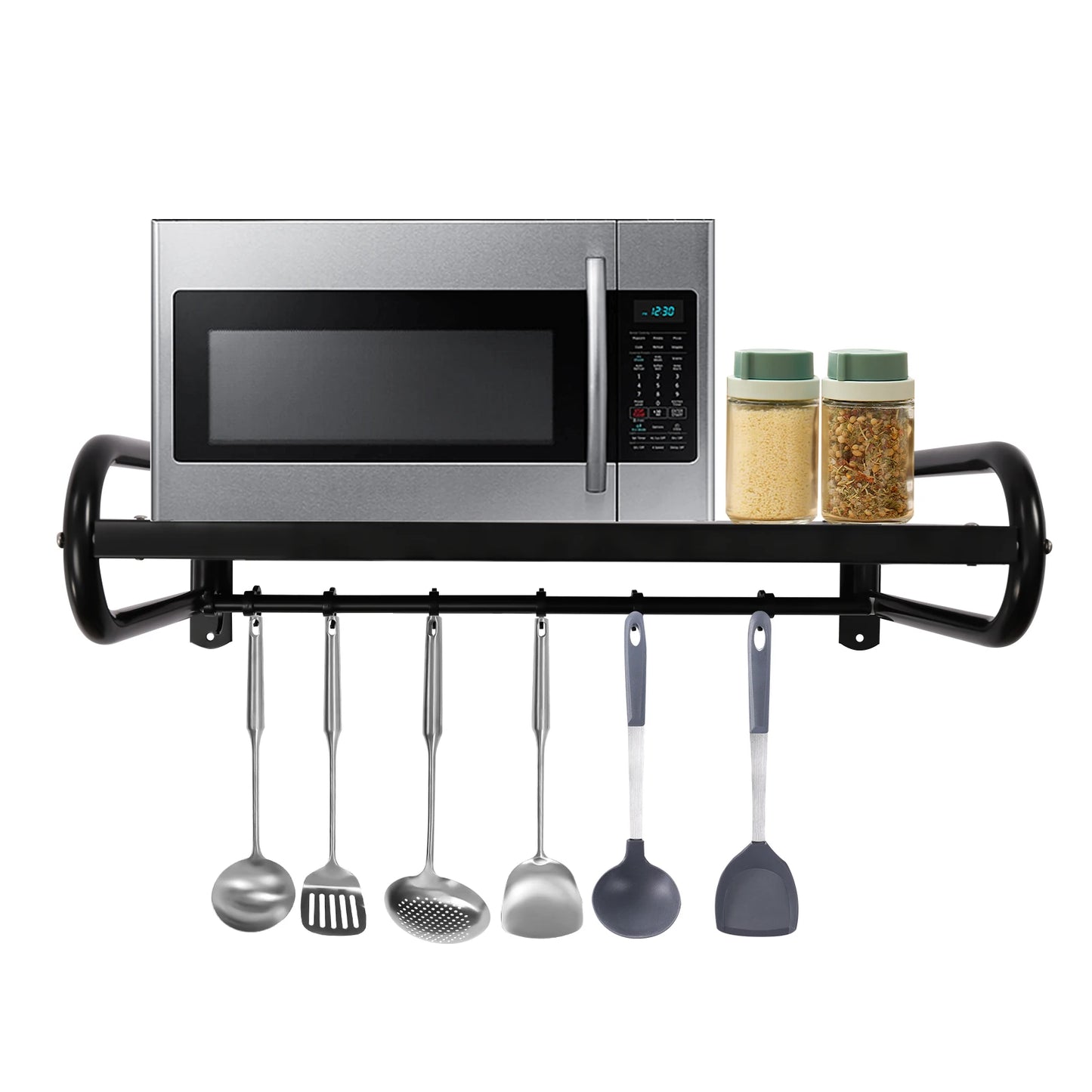 Microwave Oven Rack with Wall-Mount Design, Sturdy Carbon Steel Construction, Large Shelf for Electric Ovens and Kitchen