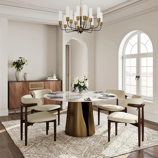 Round Dining Table for 6 Modern Marble Dining Room Table 60"