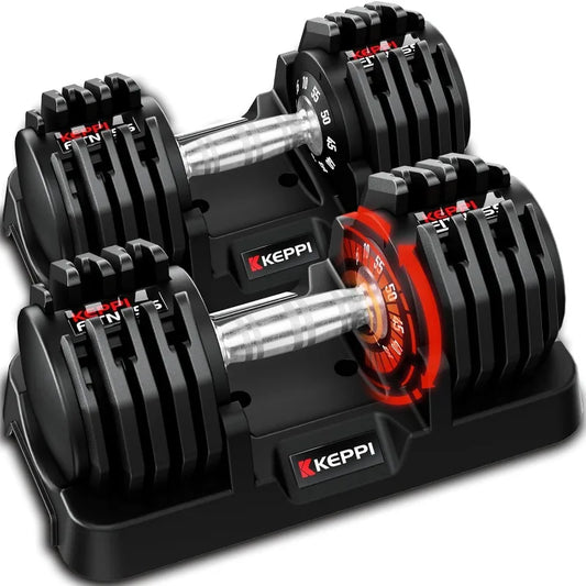 Keppi Adjustable Dumbbells Set, 25lb to 55lb Fast Adjust