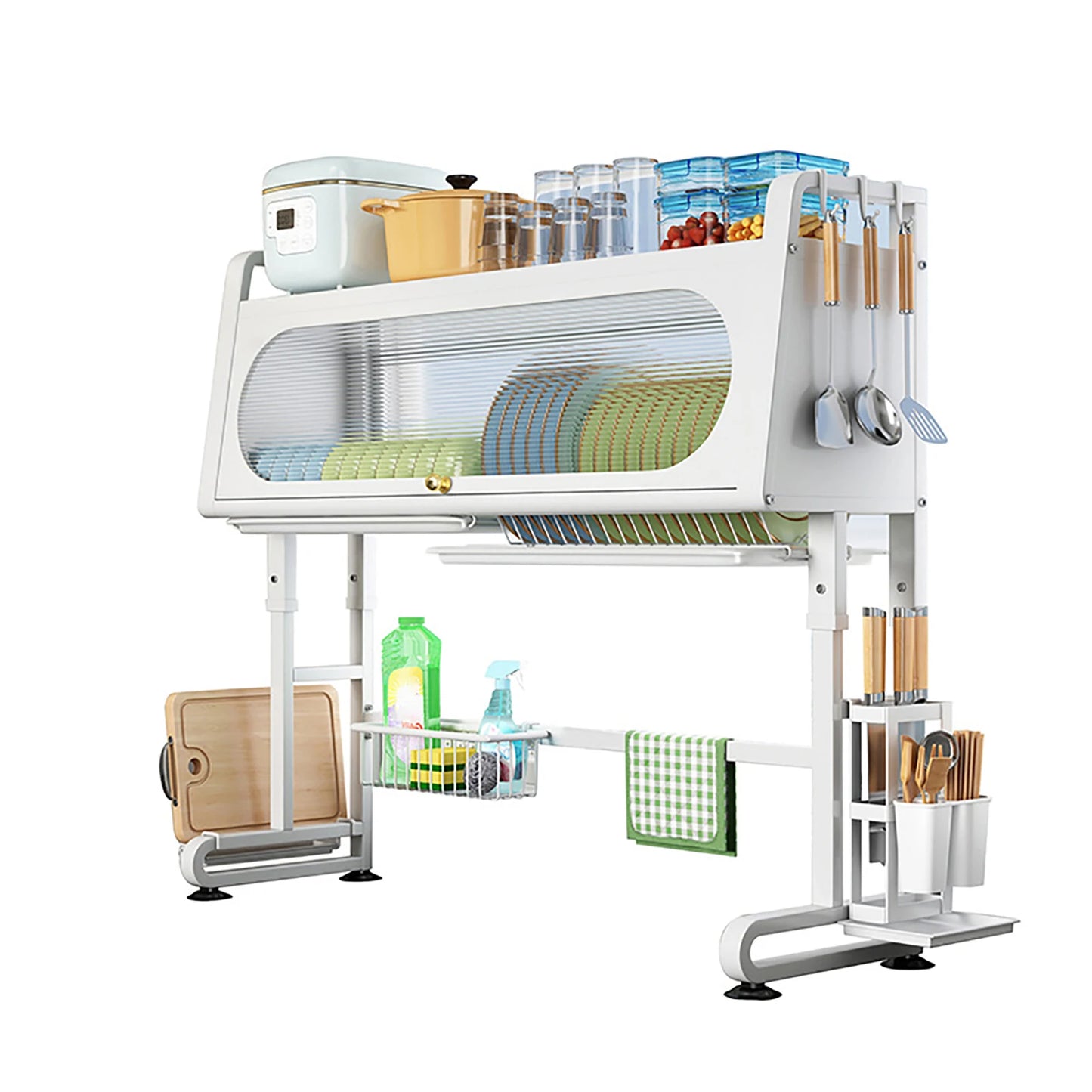 Kitchen Sink Storage Shelf with Cabinet Door Height Adjustable