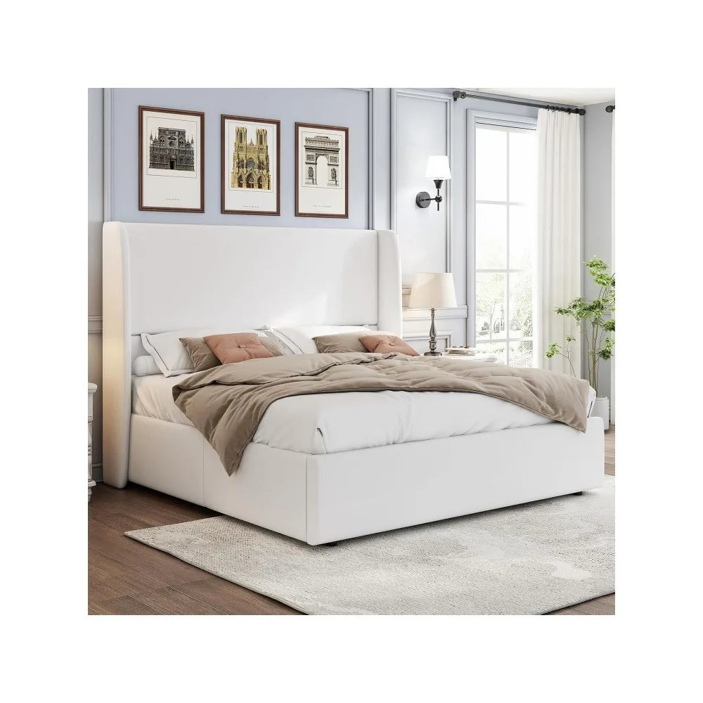 Lift Up Storage Bed Upholstered Platform Bed Frame