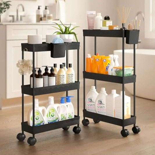 2-Pack Slim Storage Rolling Cart with Wheels  3 Tier Utility Carts