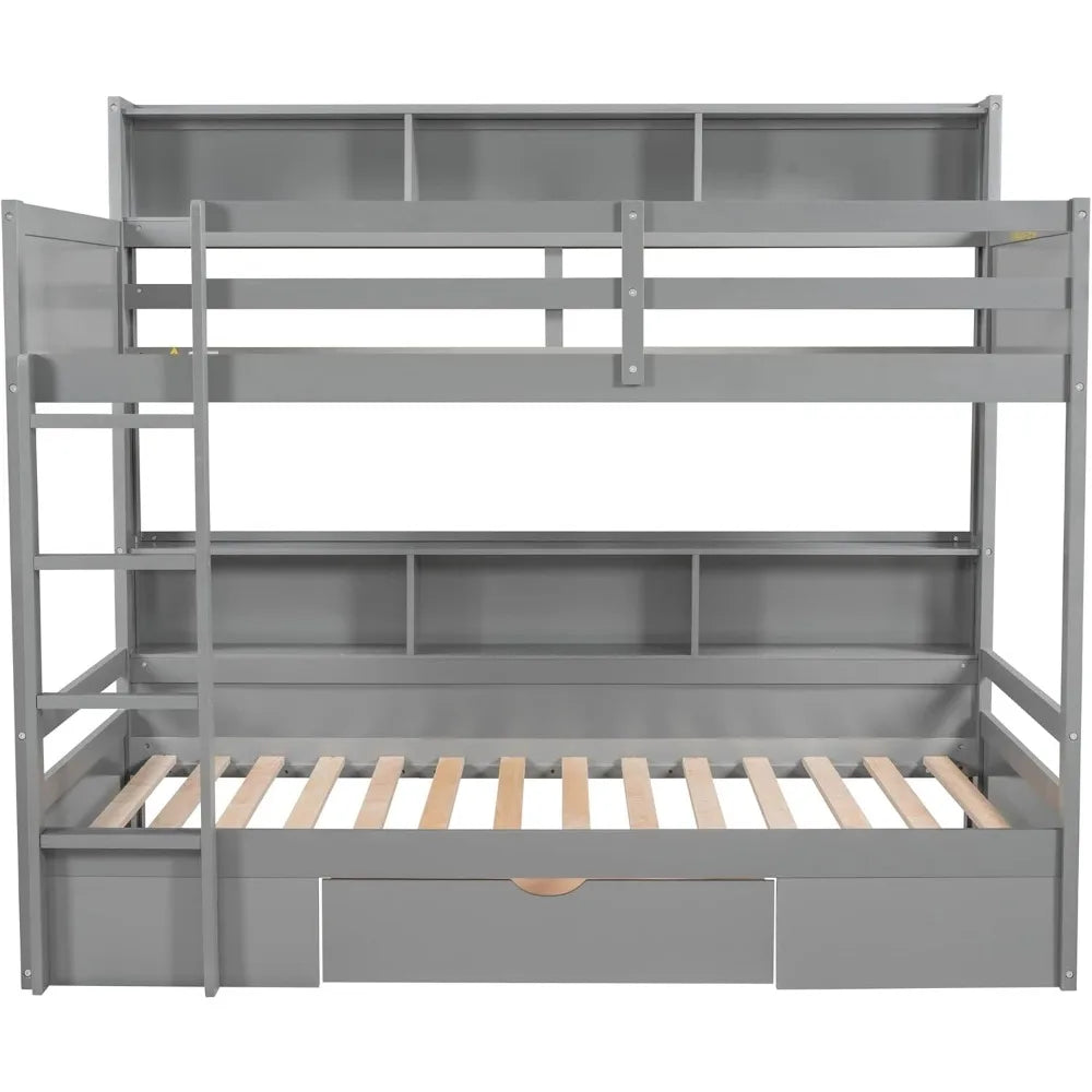 Harper & Bright Designs Twin Over Twin Bunk Bed with Storage Drawer