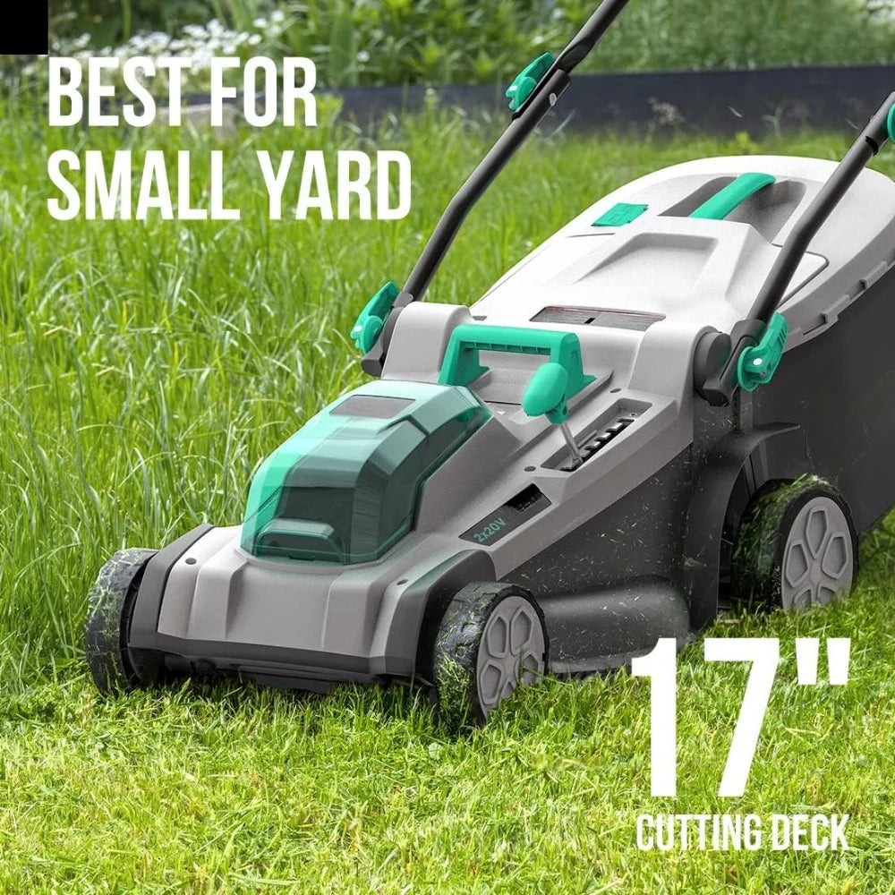 Cordless Lawn Mower 17 Inch, 2 x 20V 4.0Ah Battery Lawn Mower