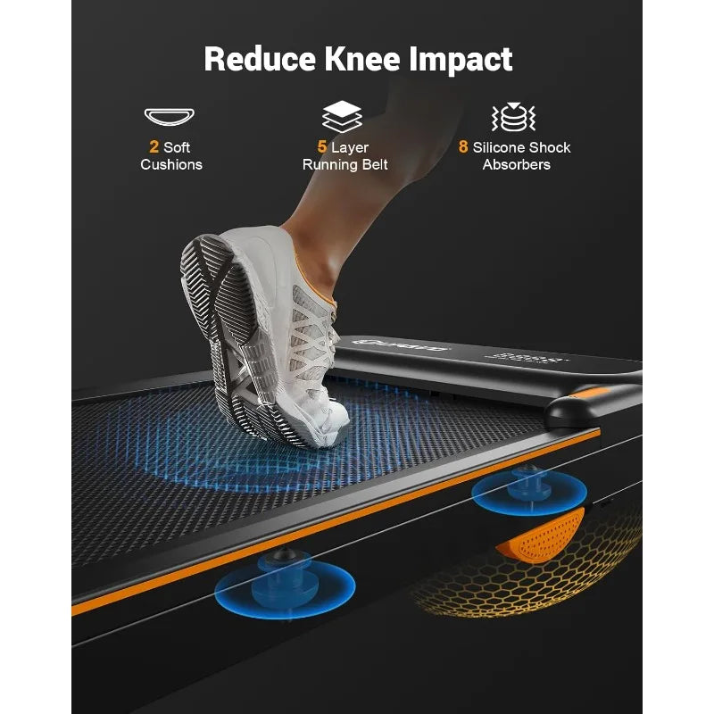 Urevo Walking Pad Under Desk Treadmill for Home Office 2 in 1 Folding Treadmill with Remote Control App and LED Display