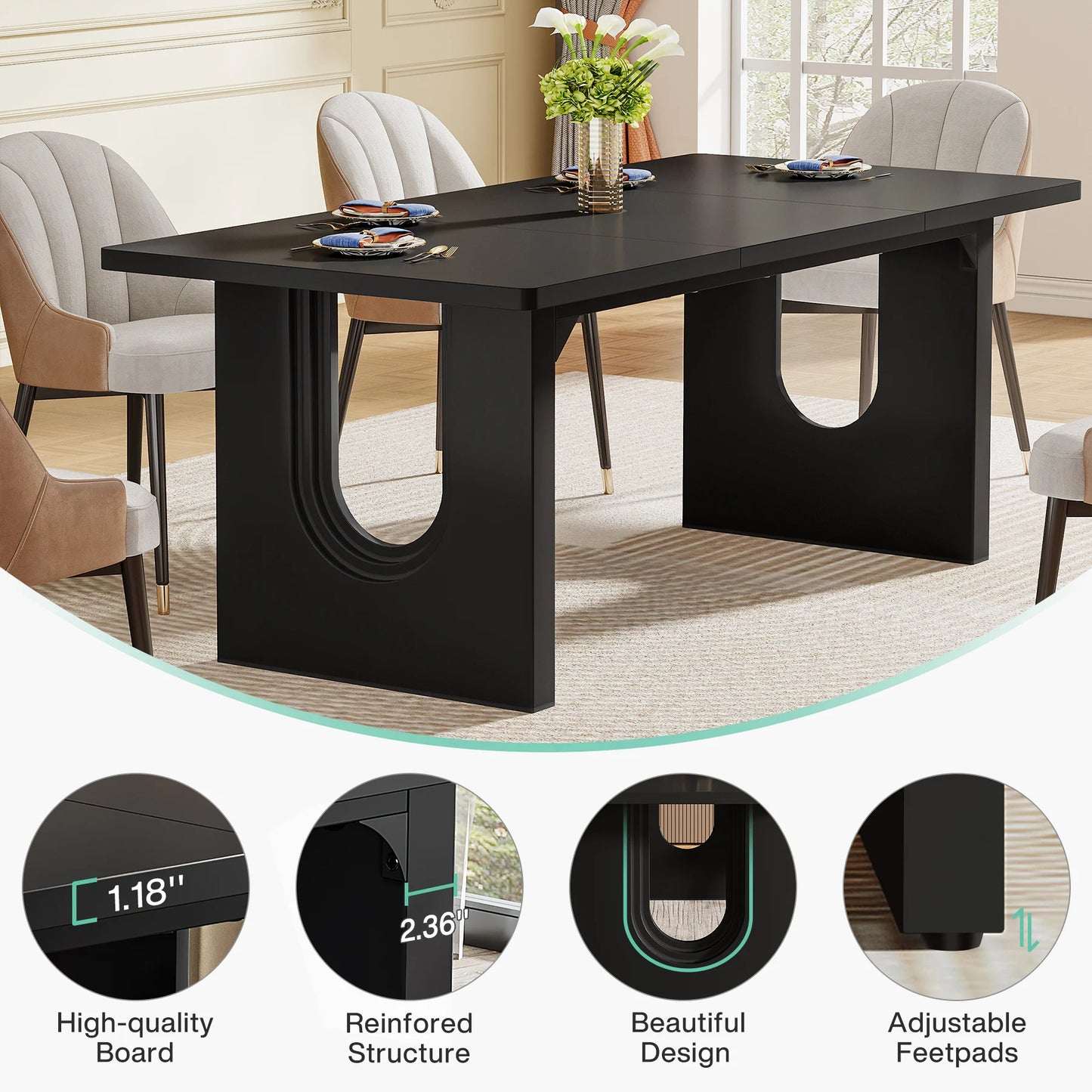Tribesigns Modern Dining Table for 6 People