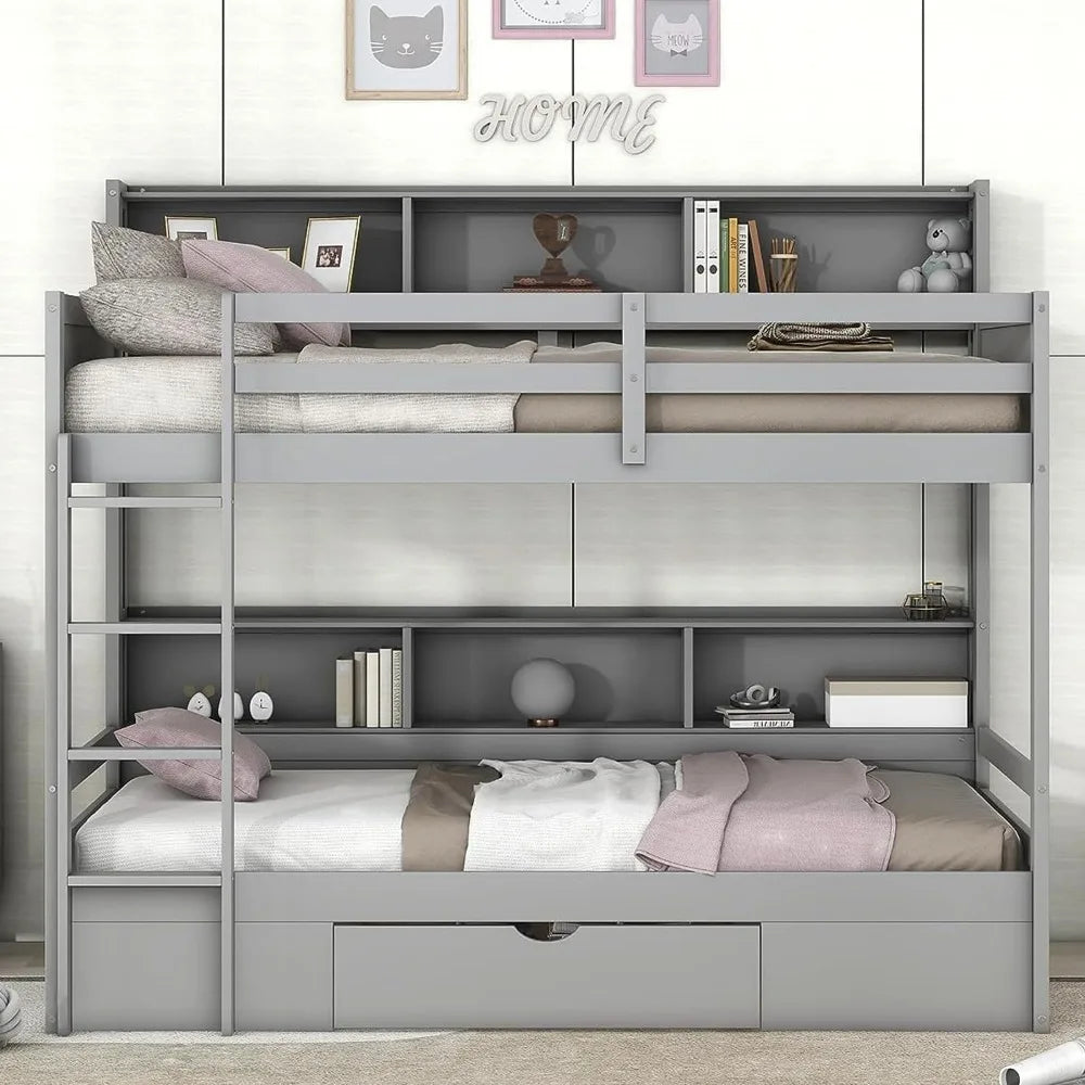 Harper & Bright Designs Twin Over Twin Bunk Bed with Storage Drawer