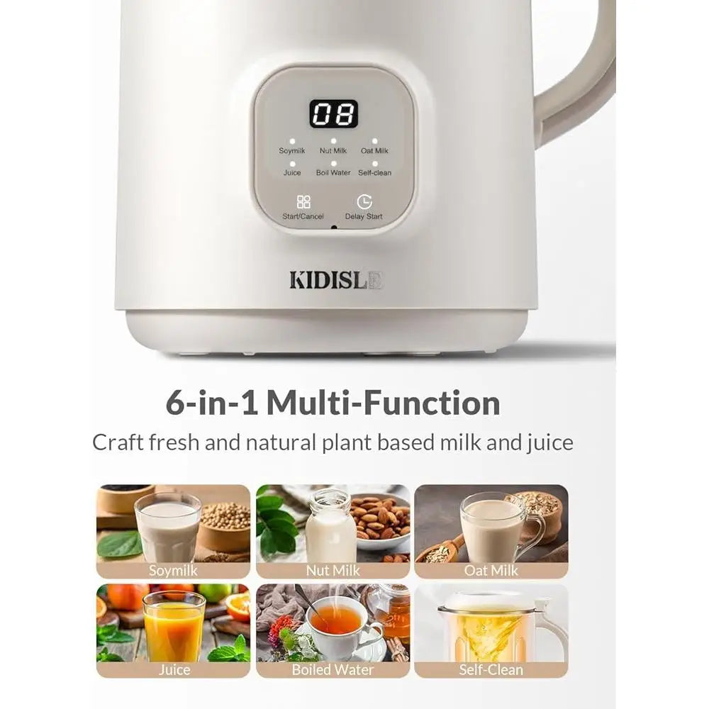 6 in 1 Automatic Nut Milk Maker Blender Soy Oat Almond Coconut Juice Maker Self Cleaning Hot Beverages Kitchen Appliance