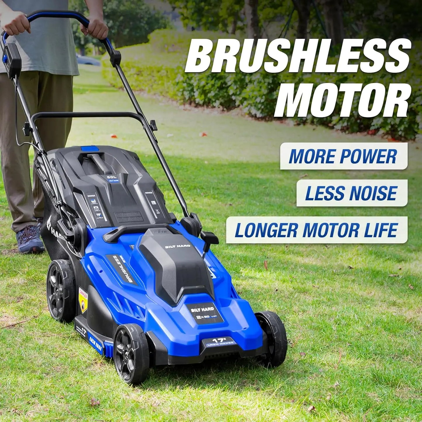 40V 17" Brushless Cordless Lawn Mower, Battery Electric Lawn Mower Set