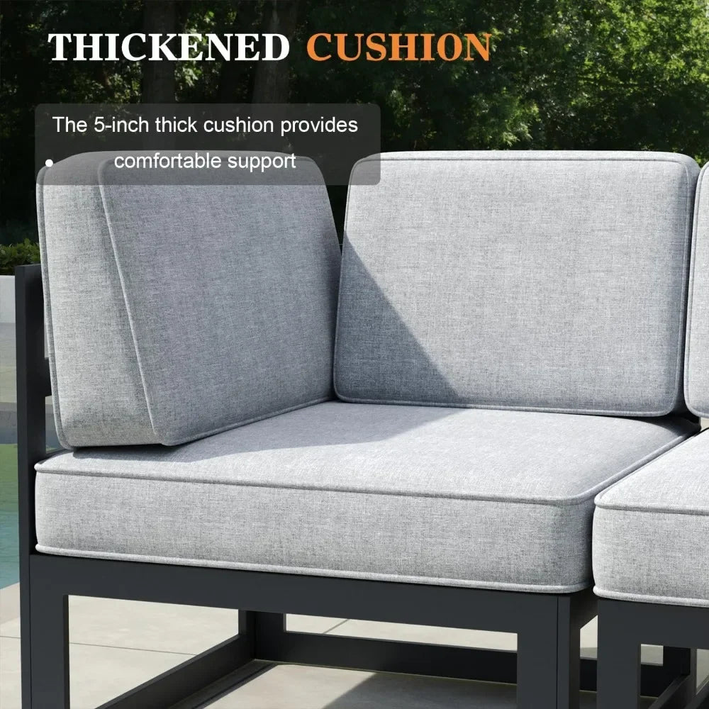 Metal Outdoor Conversation Sofa Set with Seating Cushions, Garden Sofas, 9 Pieces Aluminum Patio Furniture Set