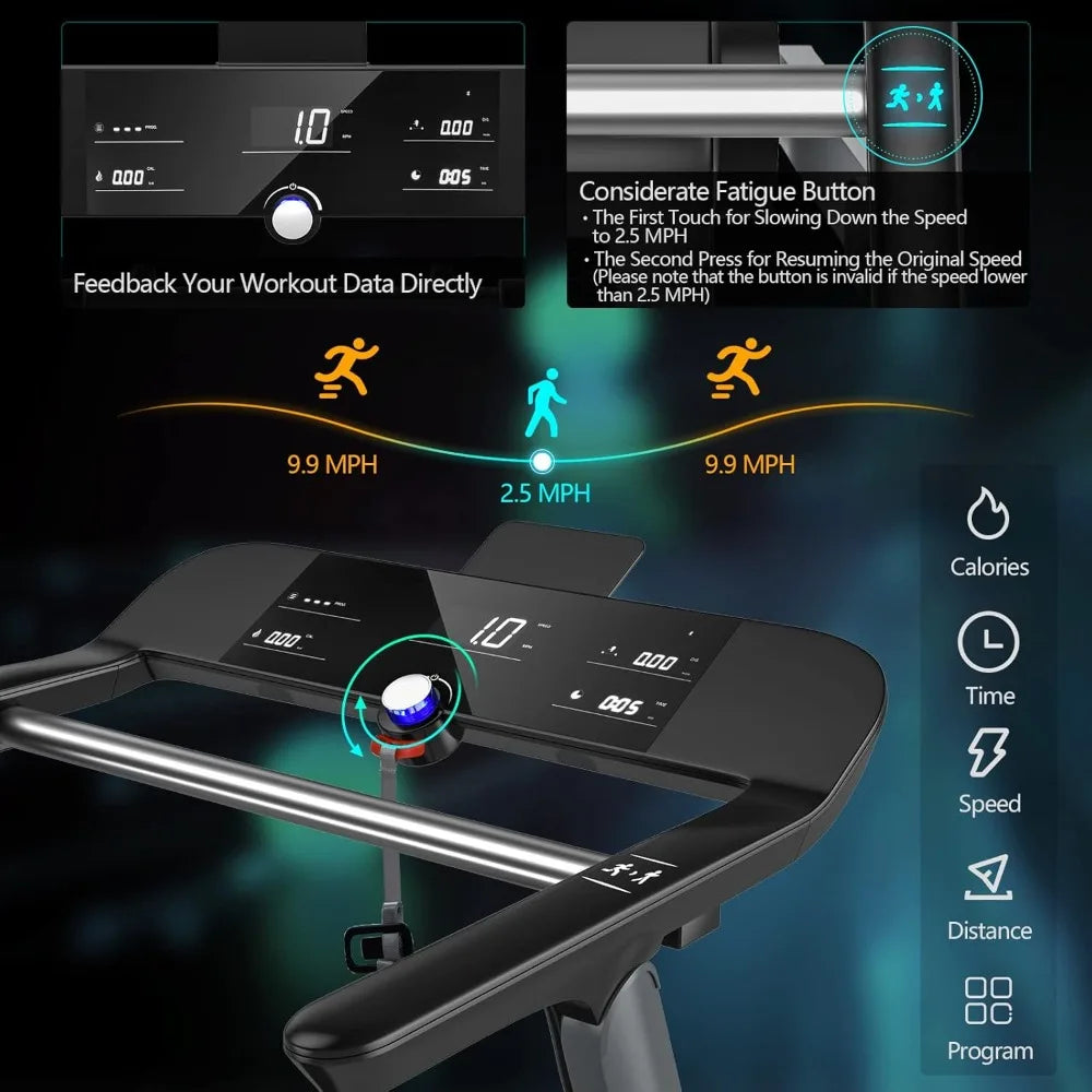 Folding Treadmill for Gym with Heart Rate Belt and Bluetooth