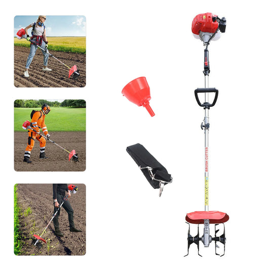 Gas Powered Tiller Cultivator, 51.7CC 2-Stroke Gas Powered Engine Rototiller Garden Tool for Lawn, Garden Soil Cultivation