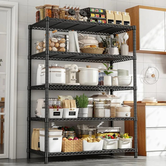 5-Shelf Wire Shelving, 71’’H Adjustable Metal Garage Shelving Heavy Duty Storage Rack Pantry Shelf Kitchen Shelving Organiser