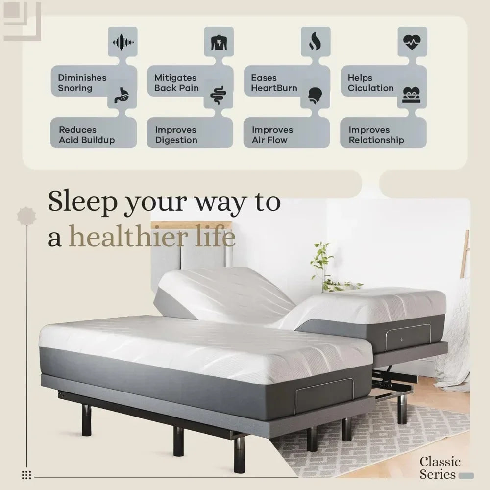 Classic Adjustable Bed Base Frame Inch Hybrid Spring Matt