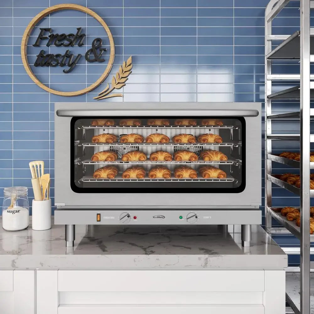 32in Commercial Countertop Convection Oven Full-Size Pans 4 Racks 3500W Powerful ETL Listed Stainless Steel Kitchen Appliance