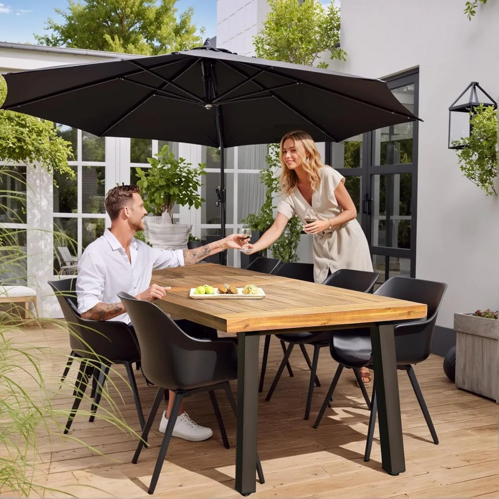 Acacia Wood Dining Table 6-Person Indoor Outdoor Tables