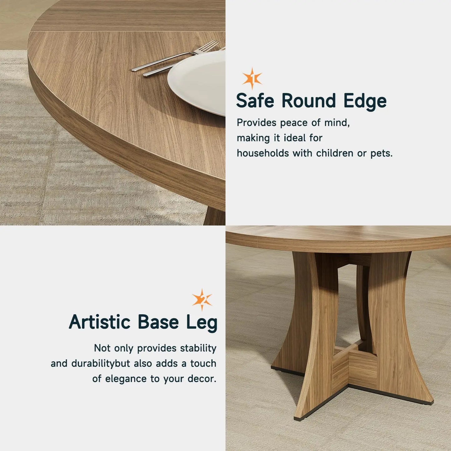 47.24" luxurious Round Dining Table for 4